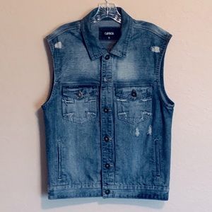 CARBON Distressed Jean Jacket Vest